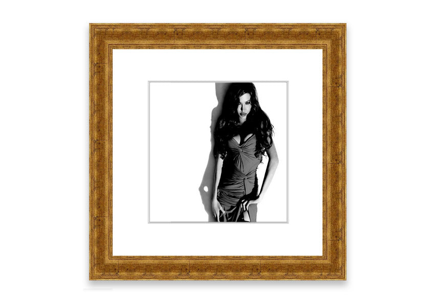 Framed print of Angelina Jolie in a stunning dress, available in various frame colors, handmade in the UK.