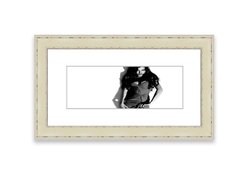 Framed print of Angelina Jolie in a stunning dress, available in various frame colors, handmade in the UK.