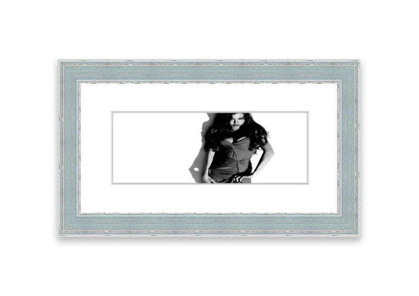 Framed print of Angelina Jolie in a stunning dress, available in various frame colors, handmade in the UK.