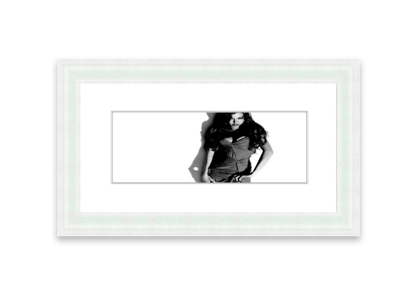 Framed print of Angelina Jolie in a stunning dress, available in various frame colors, handmade in the UK.