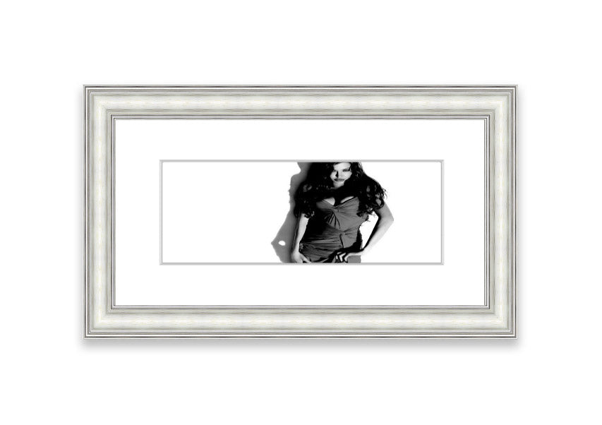 Framed print of Angelina Jolie in a stunning dress, available in various frame colors, handmade in the UK.
