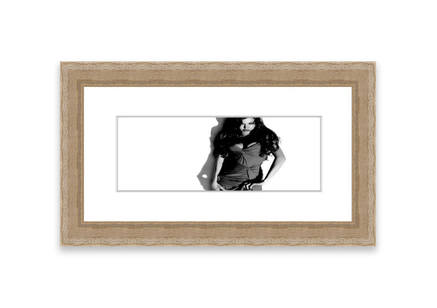 Framed print of Angelina Jolie in a stunning dress, available in various frame colors, handmade in the UK.