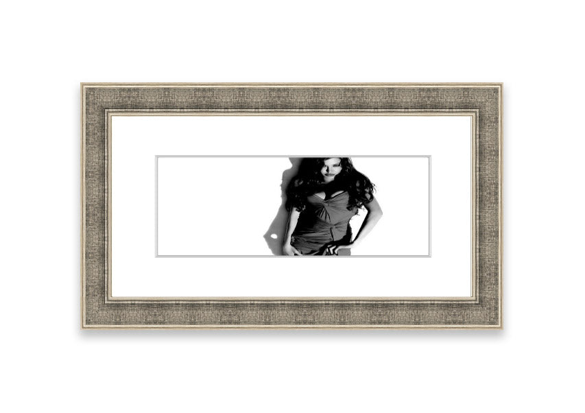 Framed print of Angelina Jolie in a stunning dress, available in various frame colors, handmade in the UK.
