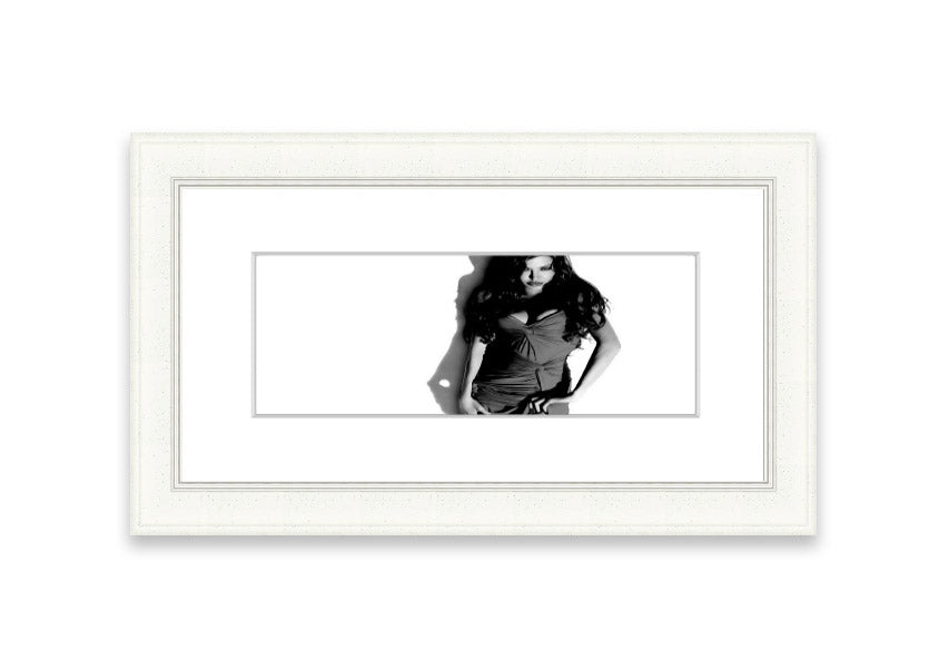 Framed print of Angelina Jolie in a stunning dress, available in various frame colors, handmade in the UK.