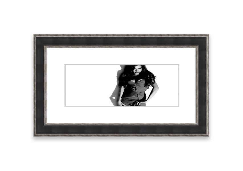 Framed print of Angelina Jolie in a stunning dress, available in various frame colors, handmade in the UK.