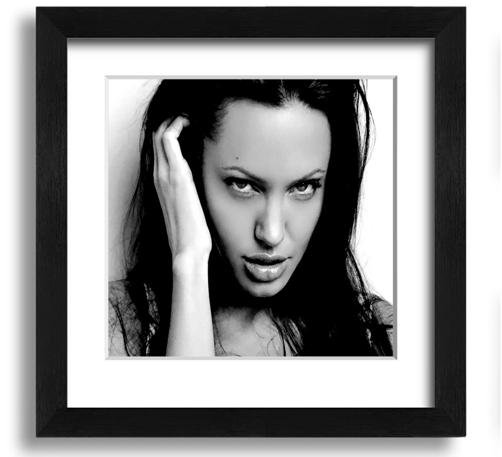 Square framed print of Angelina Jolie's sexy eyes, showcasing her captivating gaze and elegant style.