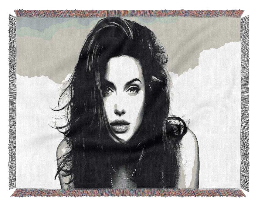 Angelina Jolie Sexy Stare throw blanket made from 100% cotton, featuring a luxurious thermal weave design in a classic style.