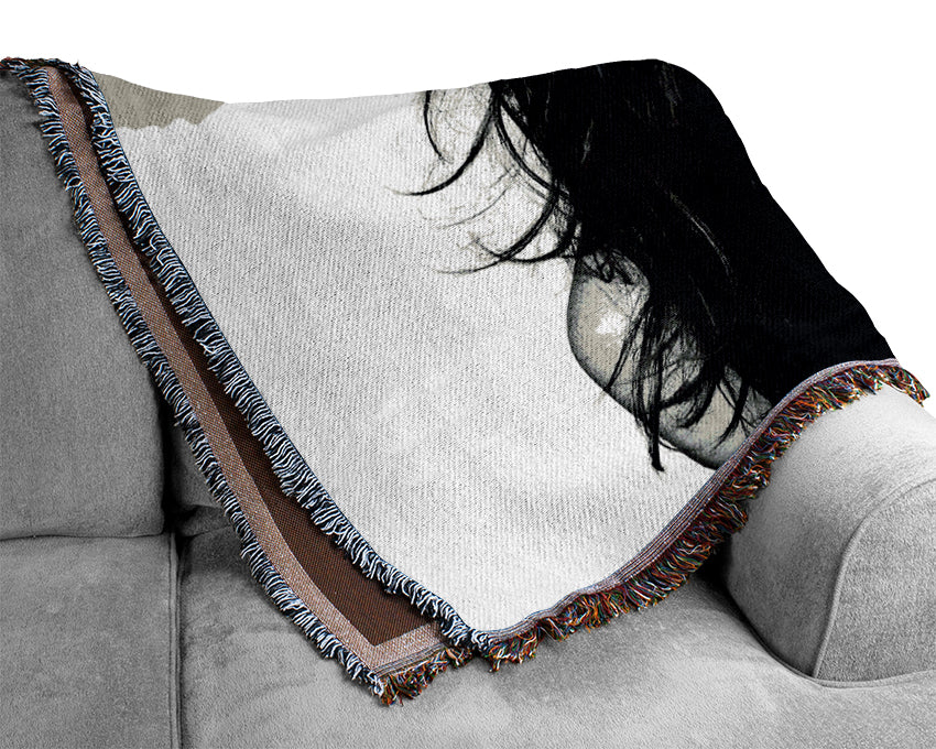 Angelina Jolie Sexy Stare throw blanket made from 100% cotton, featuring a luxurious thermal weave design in a classic style.