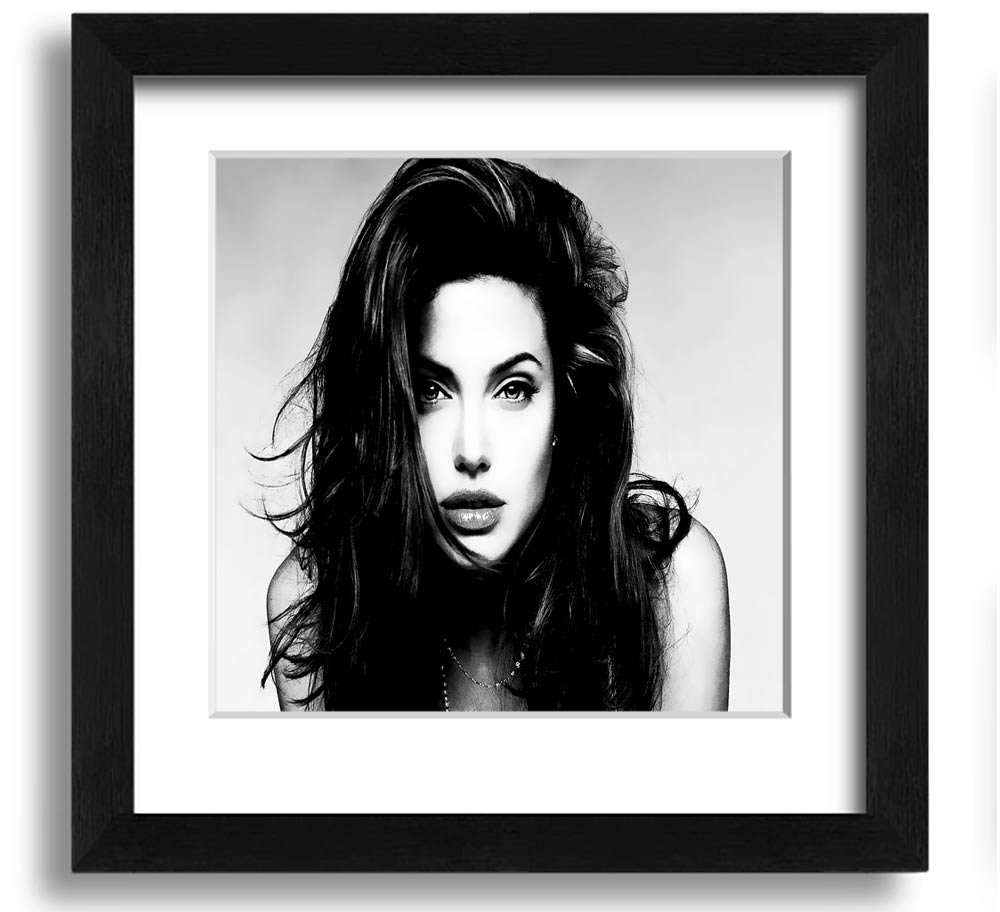 Square framed print of Angelina Jolie with a sexy stare, showcasing her captivating beauty.
