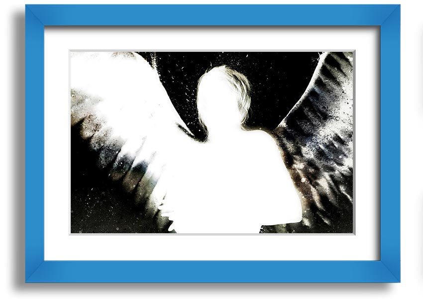 Framed print of Angels In The Night featuring white design on black background, elegantly framed and ready to hang.