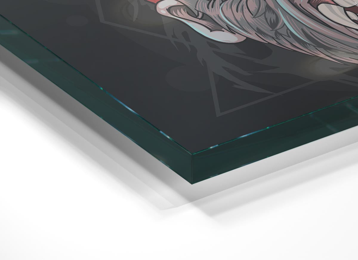 Angry Gorilla American Flag glass print featuring a fierce gorilla against a vibrant American flag background.