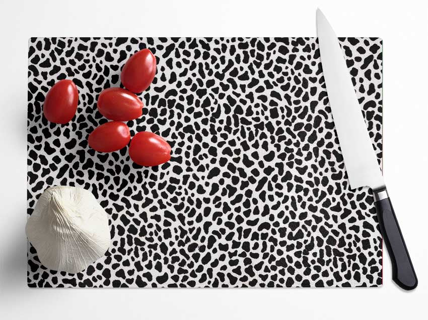 Animal Print chopping board made from tempered glass with a chinchilla ripple effect and anti-slip feet.