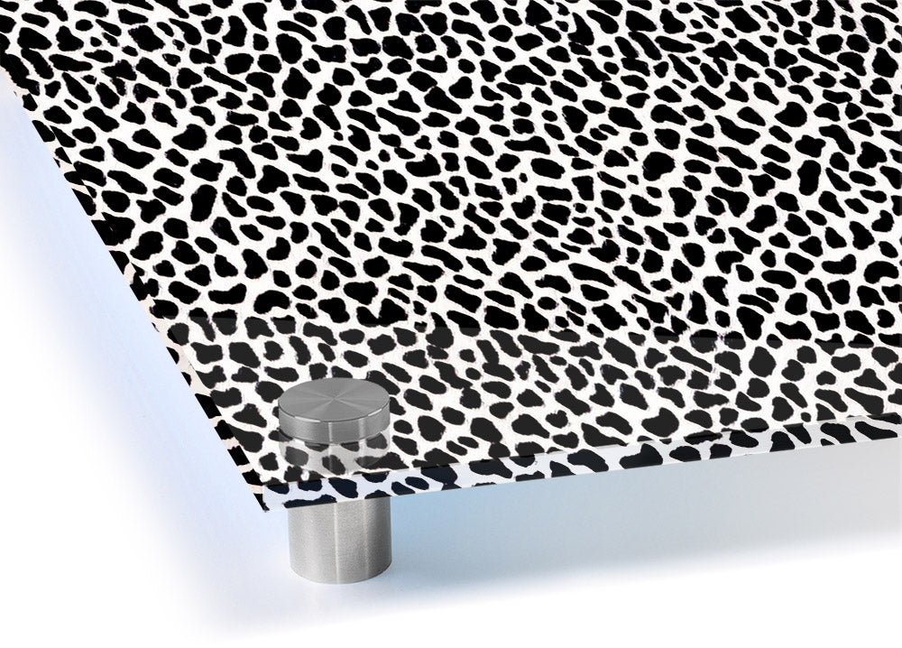 A vibrant animal print acrylic print, showcasing intricate patterns on a 5mm thick acrylic glass, ready to hang on a wall.