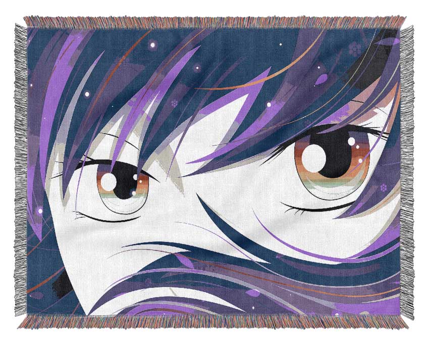 Anime Rainbow Eyes throw blanket featuring vibrant colors and a soft cotton texture, perfect for cozying up on the couch or bed.