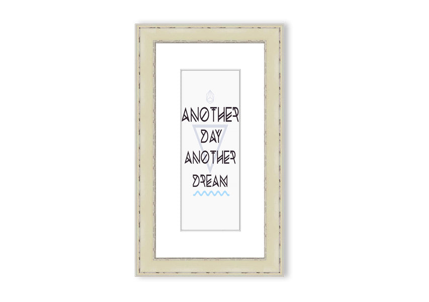 Framed print titled 'Another Day Another Dream', showcasing a beautiful Cornwall landscape, available in various frame colors.