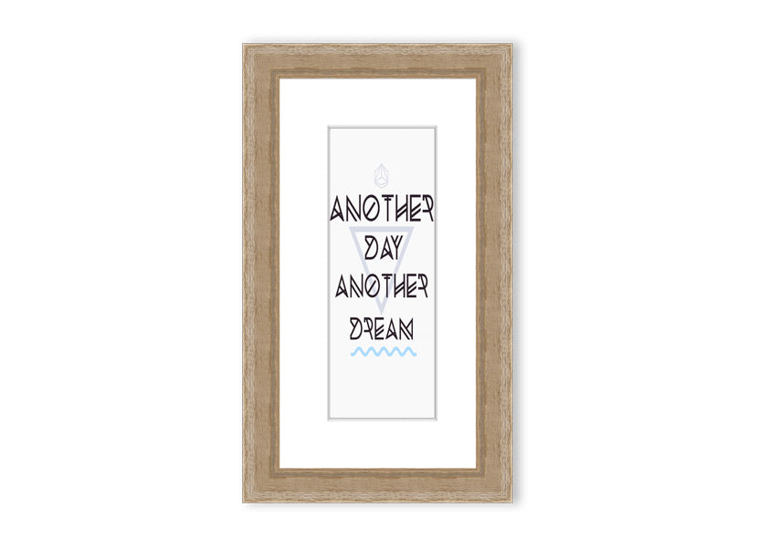 Framed print titled 'Another Day Another Dream', showcasing a beautiful Cornwall landscape, available in various frame colors.