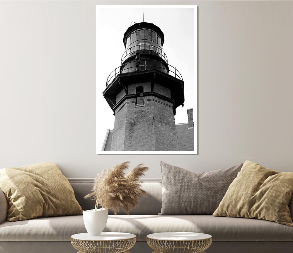 Ansel Adams Block Island Southeast Light poster on high-quality canvas, showcasing a historic lighthouse against a serene landscape.
