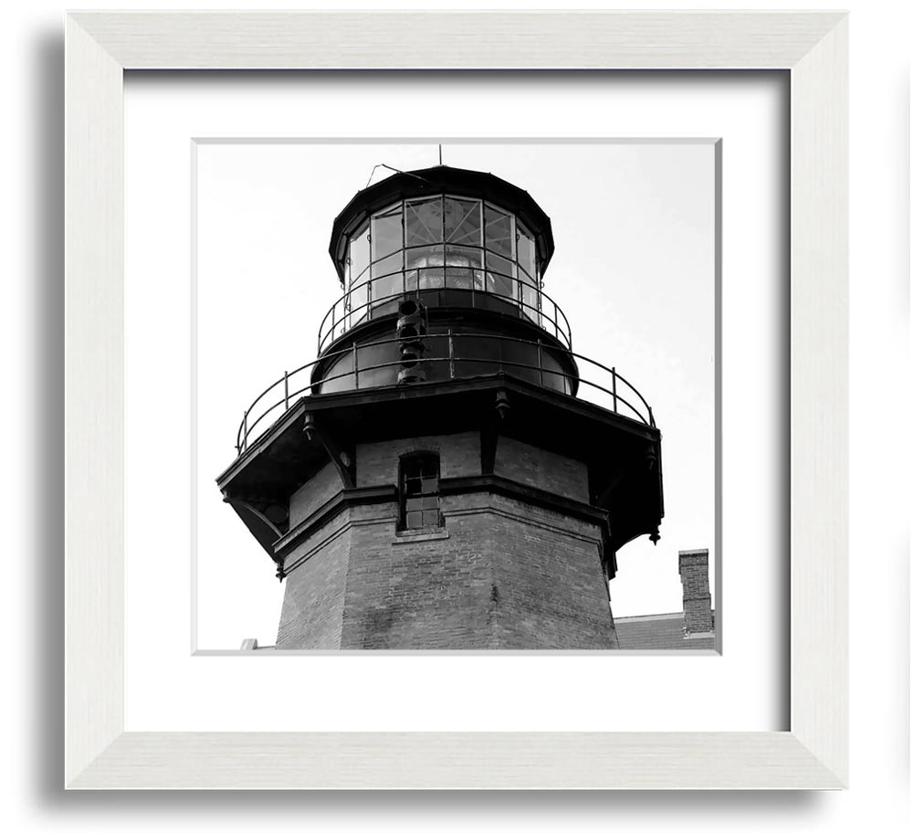 Ansel Adams Block Island Southeast Light framed print showcasing a lighthouse in a scenic landscape.