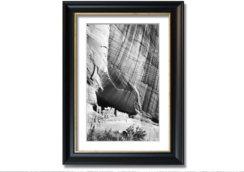Framed print of Ansel Adams' Canyon De Chelly Arizona, showcasing stunning landscape photography with a beautiful frame.