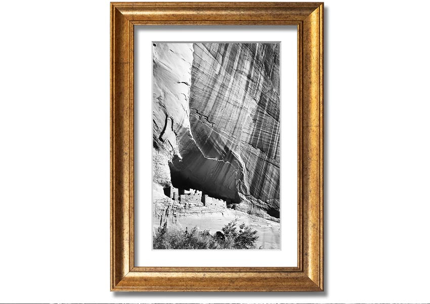 Framed print of Ansel Adams' Canyon De Chelly Arizona, showcasing stunning landscape photography with a beautiful frame.