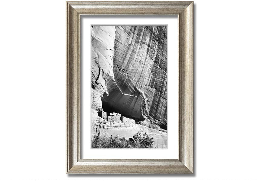 Framed print of Ansel Adams' Canyon De Chelly Arizona, showcasing stunning landscape photography with a beautiful frame.