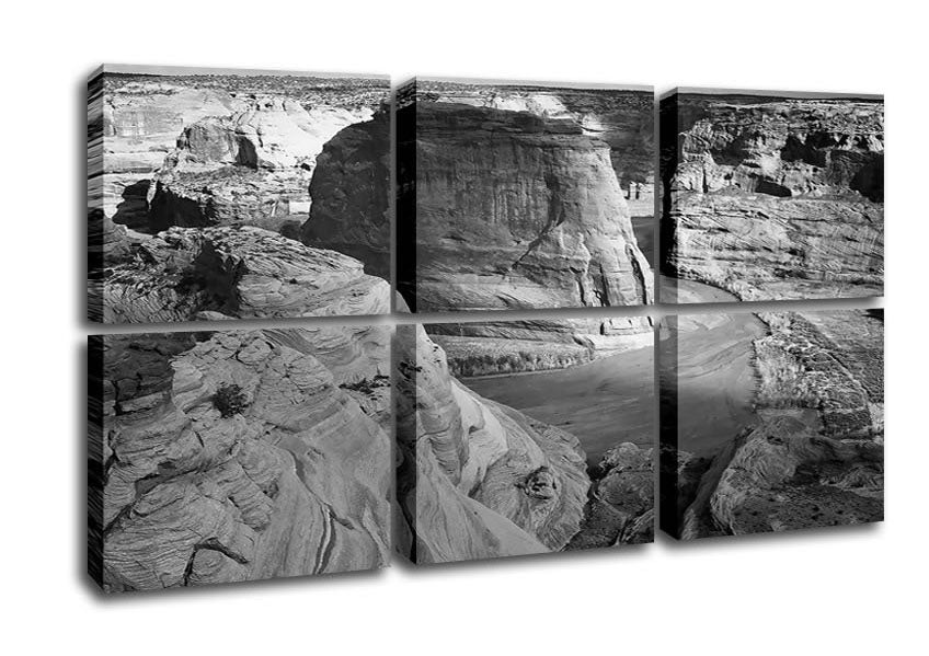 Ansel Adams Canyon De Chelly black and white canvas art mounted on a box frame, showcasing stunning landscape photography.