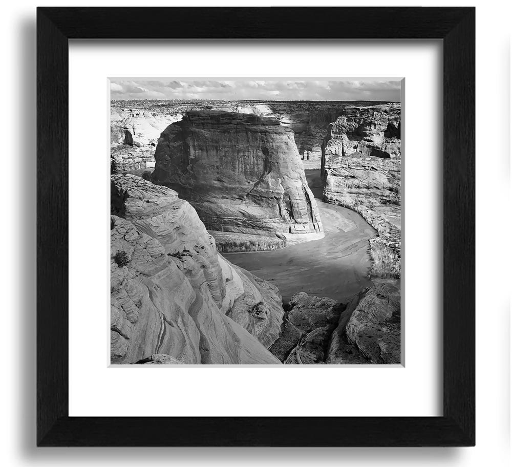 Ansel Adams Canyon De Chelly black and white framed print showcasing stunning landscape photography.