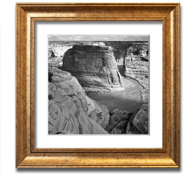 Ansel Adams Canyon De Chelly black and white framed print showcasing stunning landscape photography.
