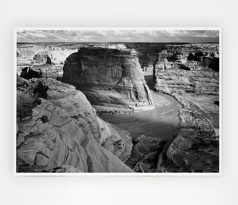 Ansel Adams Canyon De Chelly black and white canvas poster showcasing stunning Arizona landscapes.