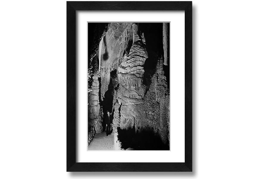 Framed print of Ansel Adams' Carlsbad Caverns National Park, showcasing stunning natural formations in a stylish frame.