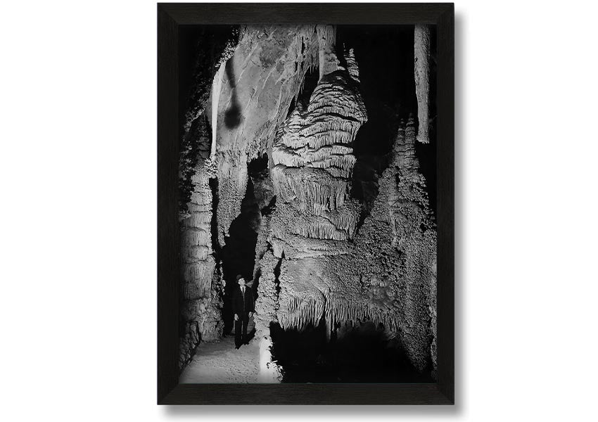 Framed print of Ansel Adams' Carlsbad Caverns National Park, showcasing stunning natural formations in a stylish frame.