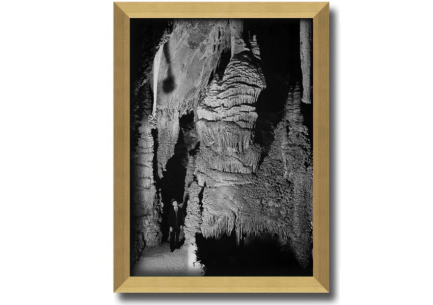 Framed print of Ansel Adams' Carlsbad Caverns National Park, showcasing stunning natural formations in a stylish frame.