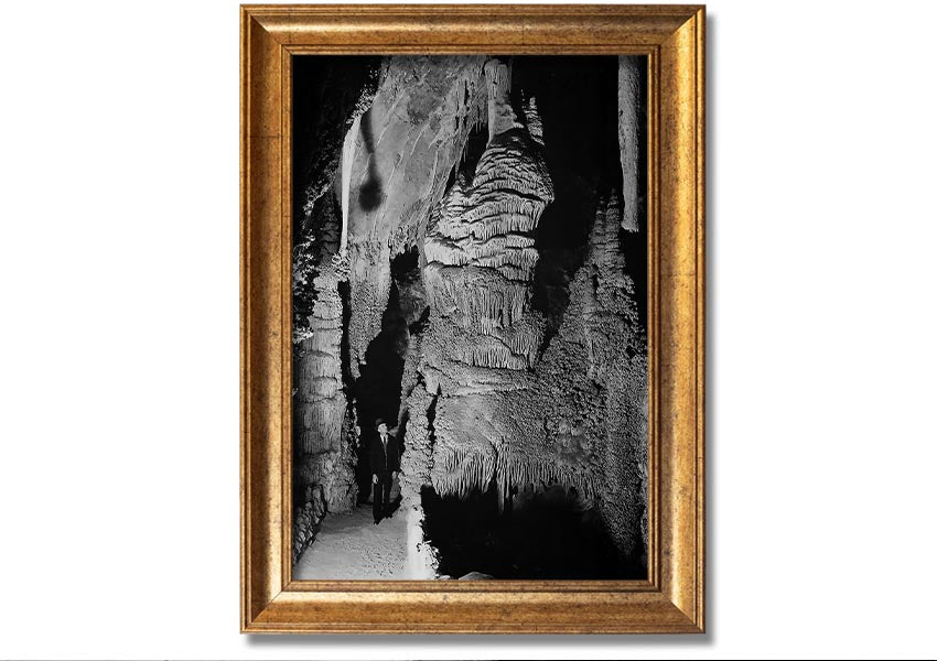Framed print of Ansel Adams' Carlsbad Caverns National Park, showcasing stunning natural formations in a stylish frame.