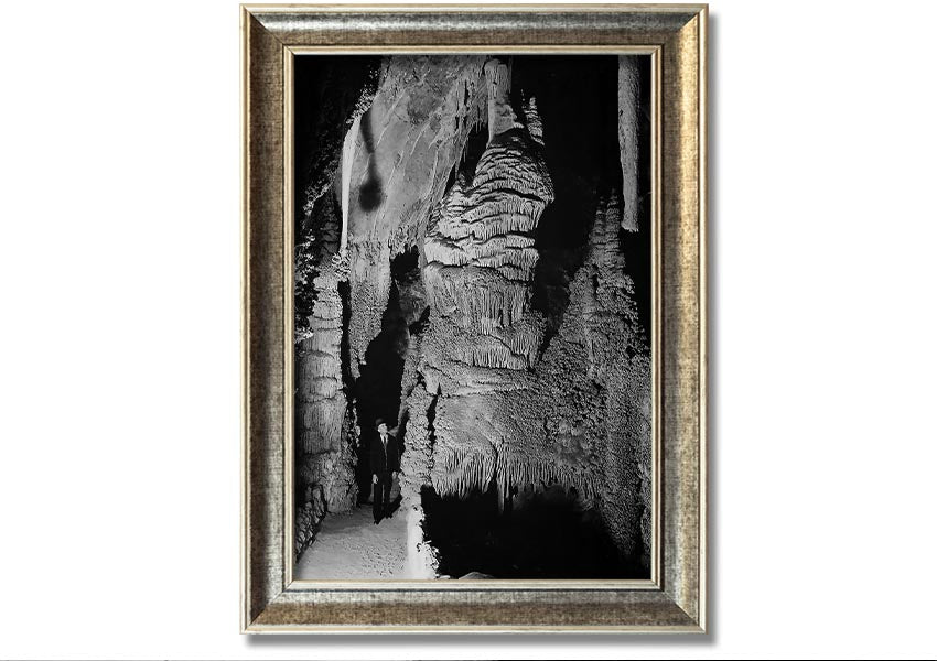 Framed print of Ansel Adams' Carlsbad Caverns National Park, showcasing stunning natural formations in a stylish frame.