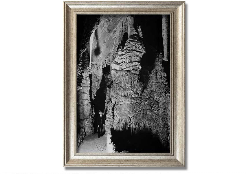 Framed print of Ansel Adams' Carlsbad Caverns National Park, showcasing stunning natural formations in a stylish frame.