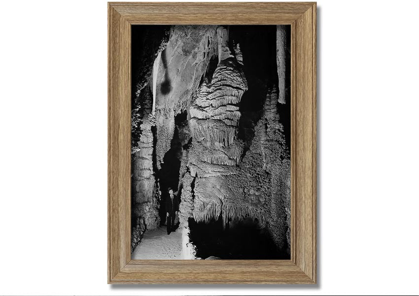 Framed print of Ansel Adams' Carlsbad Caverns National Park, showcasing stunning natural formations in a stylish frame.