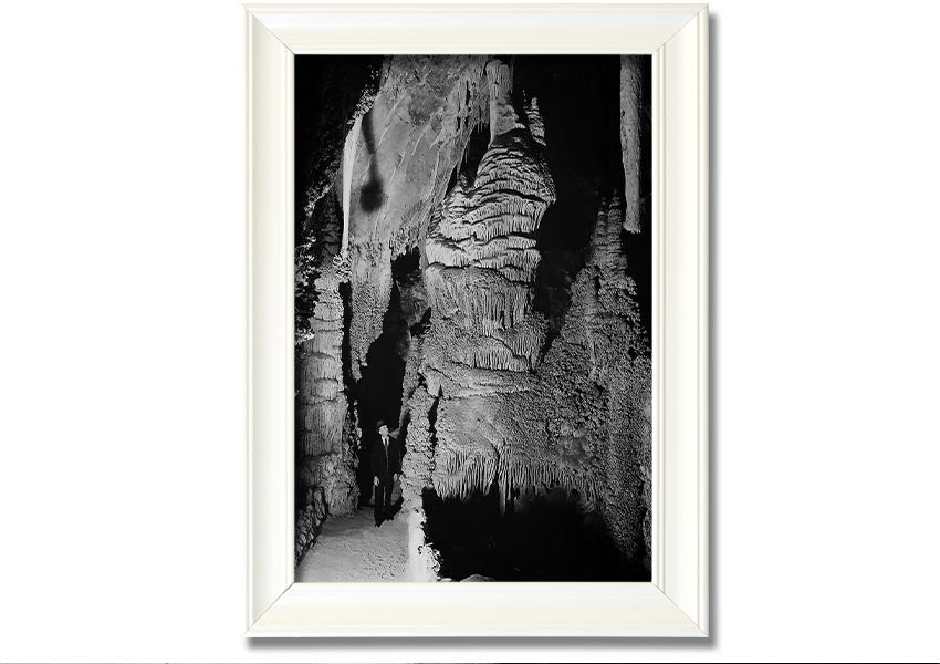 Framed print of Ansel Adams' Carlsbad Caverns National Park, showcasing stunning natural formations in a stylish frame.