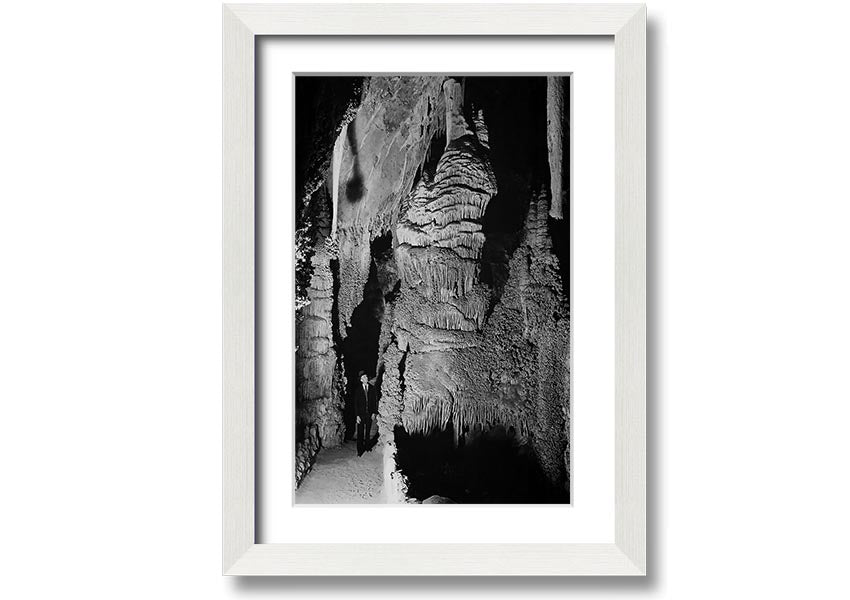 Framed print of Ansel Adams' Carlsbad Caverns National Park, showcasing stunning natural formations in a stylish frame.