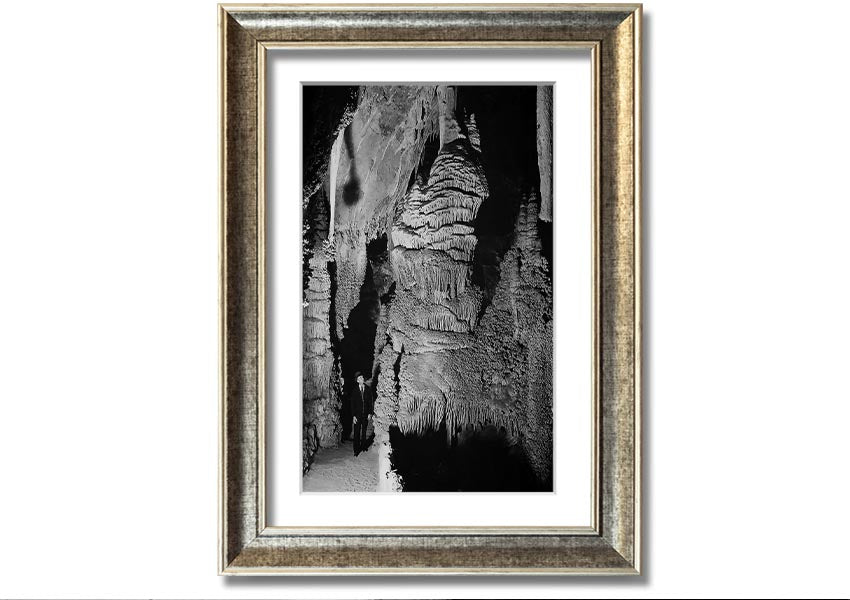 Framed print of Ansel Adams' Carlsbad Caverns National Park, showcasing stunning natural formations in a stylish frame.