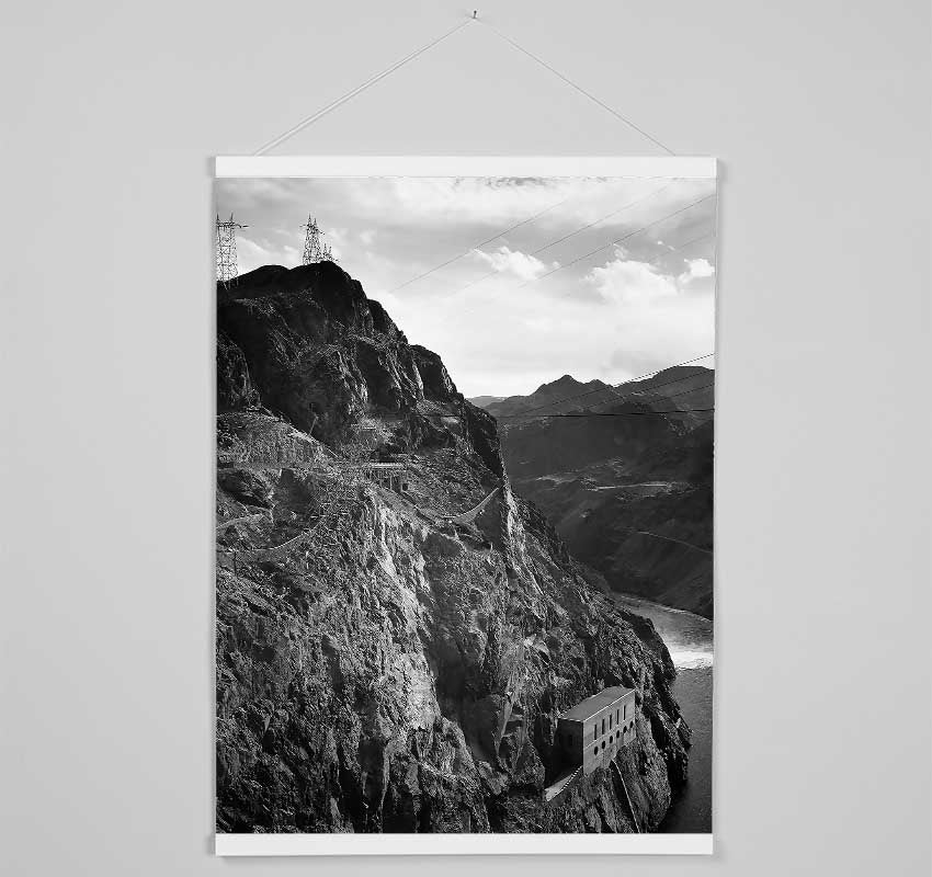 Ansel Adams Cliffs Above Boulder Dam wooden poster hangers displaying a scenic print, featuring a sleek design and magnetic fastening.
