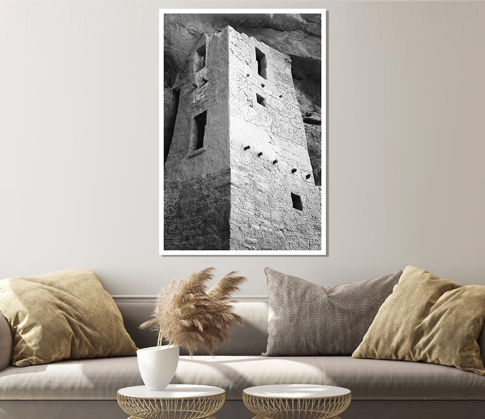 Ansel Adams Mesa Verde National Park Cliff Dwellings 2 poster on high-quality canvas, showcasing ancient cliff dwellings and stunning landscape.