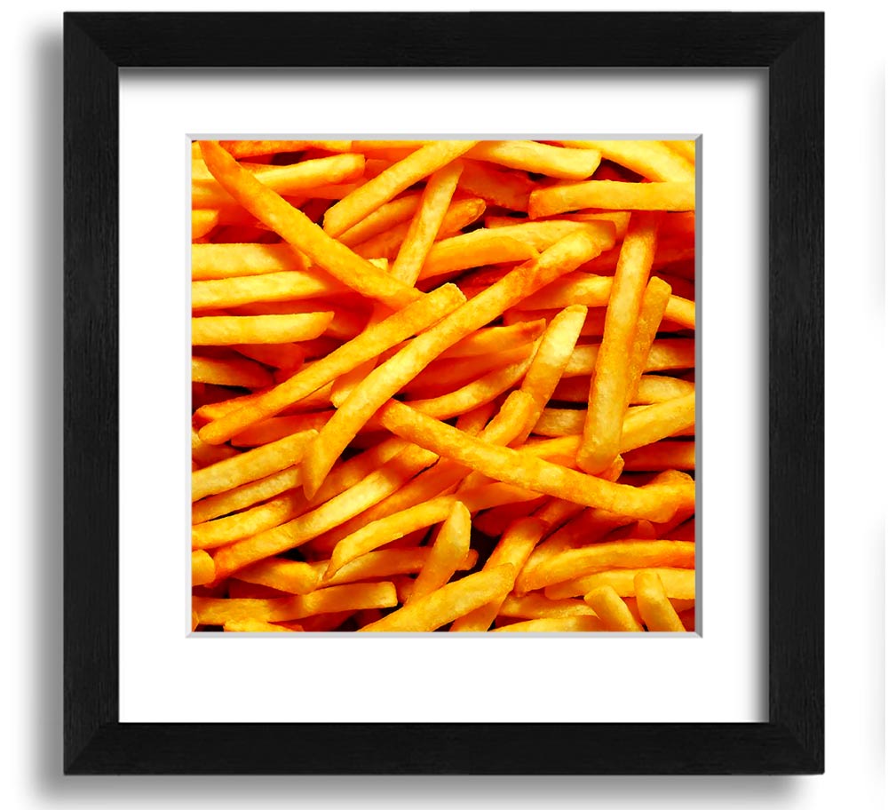 Any One For Chips Square Framed Print in a stylish frame, showcasing a fun food-themed design.