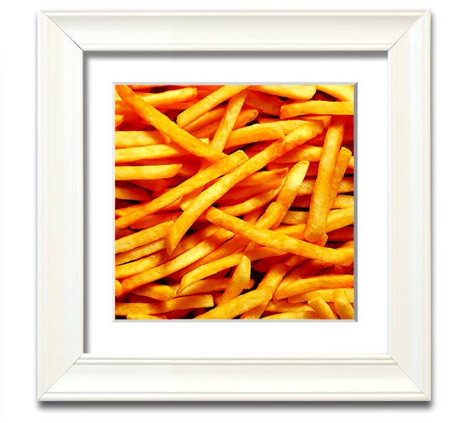 Any One For Chips Square Framed Print in a stylish frame, showcasing a fun food-themed design.