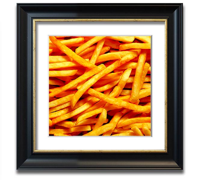 Any One For Chips Square Framed Print in a stylish frame, showcasing a fun food-themed design.