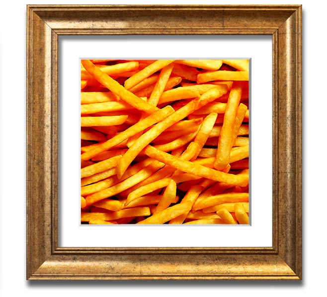 Any One For Chips Square Framed Print in a stylish frame, showcasing a fun food-themed design.