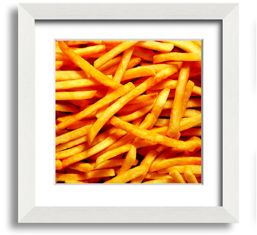 Any One For Chips Square Framed Print in a stylish frame, showcasing a fun food-themed design.