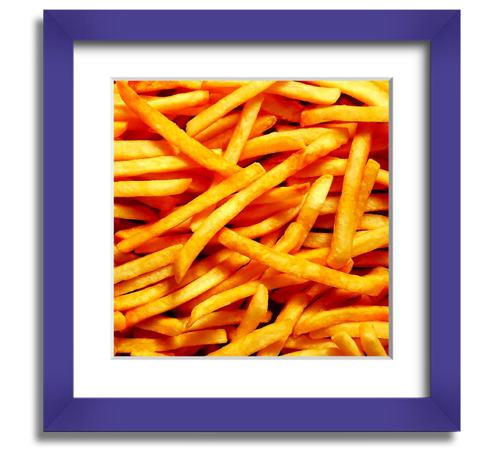 Any One For Chips Square Framed Print in a stylish frame, showcasing a fun food-themed design.