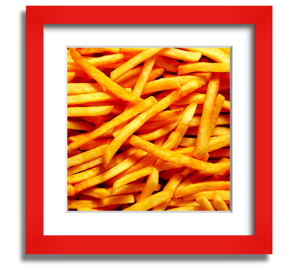 Any One For Chips Square Framed Print in a stylish frame, showcasing a fun food-themed design.