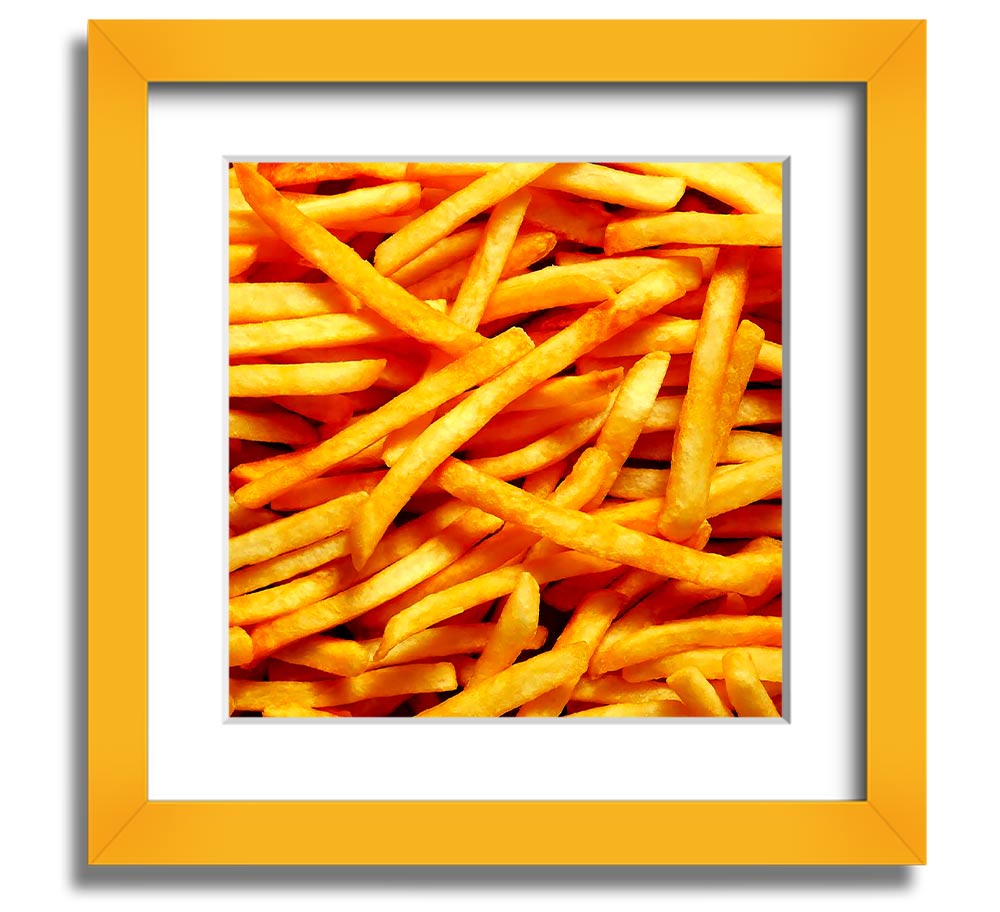 Any One For Chips Square Framed Print in a stylish frame, showcasing a fun food-themed design.