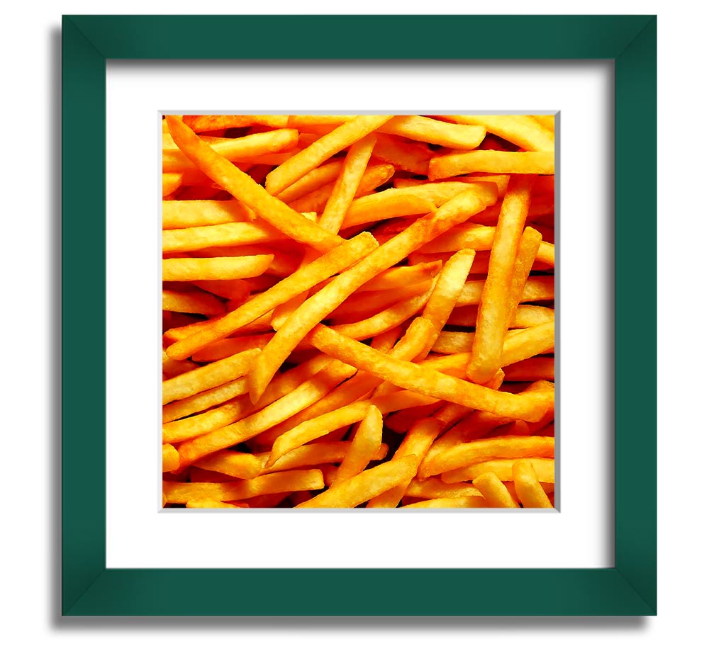 Any One For Chips Square Framed Print in a stylish frame, showcasing a fun food-themed design.